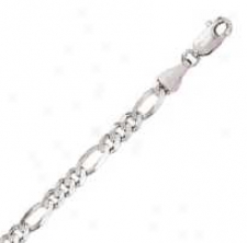 14k White Gold 10 Inch X 2.6 Mm Figaro Chain Anklet