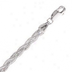 14k White Gold 18 Inch X 3.6 Mm Braided Fox Chain Necklace