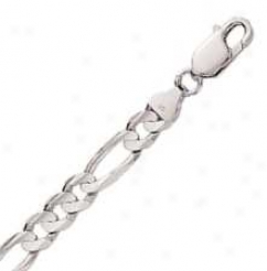 14k White Gold 20 Inch X 7.0 Mm Figaro Chain Necklace