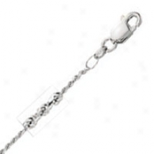 14k White Gold 24 Inch X 1.33 Mm Rope Chain Necklace