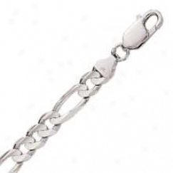 14k White Gold 24 Inch X 6.0 Mm Figaro Chaih Necklace