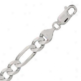 14k White Gold 24 Inch X 8.3 Mm Figaro Chain Necklace
