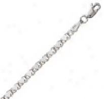 14k White Gold 7 Inch X 3.0 Mm Heart Chain Bracelte