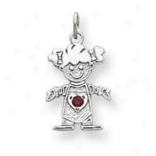 14k White Gold Cz July Girl Birthstone Charm