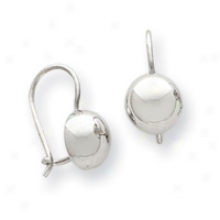 14k White Gold Kidney Wire Bakl Earrings