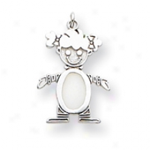 14k White Gold Opal Girl Birthstone Charm