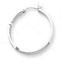 14k White Gold Tube Hoop Earrings