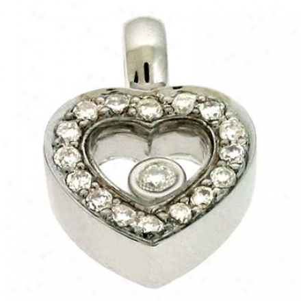 14k White Heart 0.2 Ct Diamond Pendant