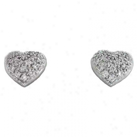 14k Wnite Heart 0.47 Ct Diamond Earrings