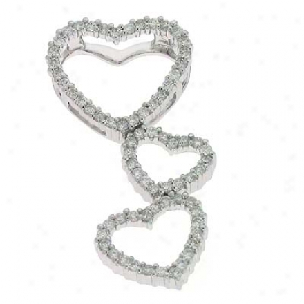 14k White Heart 0.51 Ct Diamond Pendant