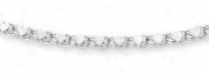 14k White Heart Shaped Chain Childrens Bracelet - 5.5 Inch