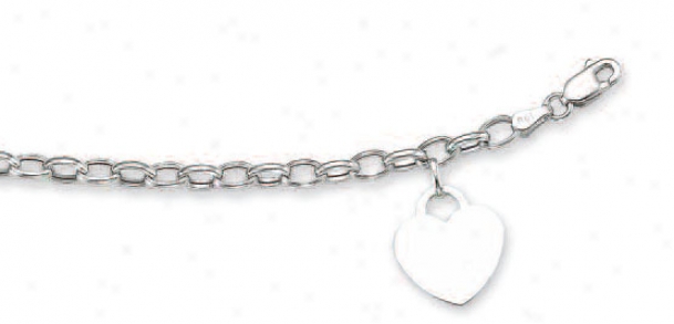 14k White Heart Shaped Charm Bracelet - 7.5 Inch