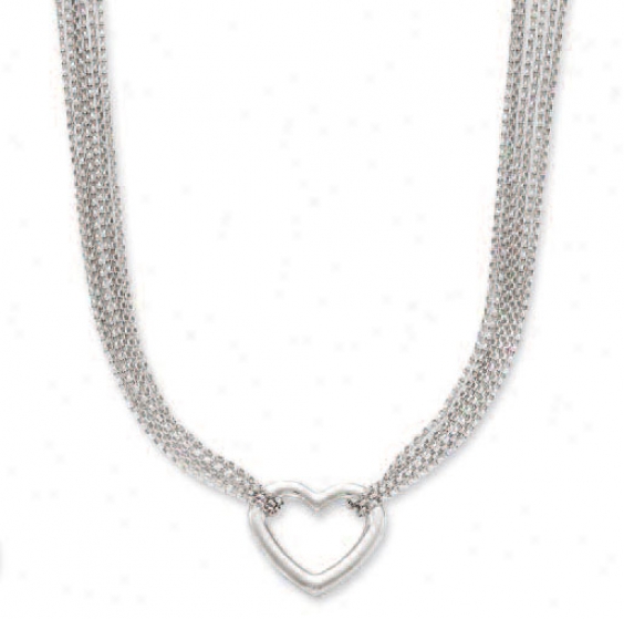 14k White Heart Shaped Necklace - 17 Inch