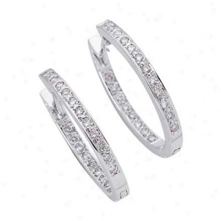 14k White Hinged 0.52 Ct Diamond Earrings