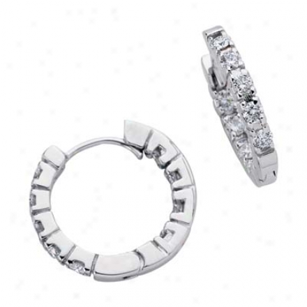 14k White Hinged 0.96 Ct Diamond Earrings