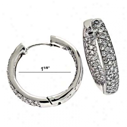 14k Pure Hinged Hoop 1.777 Ct Diamond Earrings