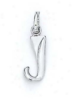 14k Pale Initial J Pendant 11/16 Inch Long