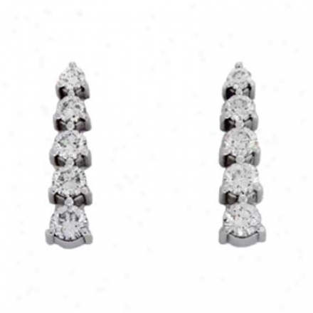 14k White Journey 1.01 Ct Diamond Earrings