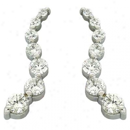 14k White Journey 1.5 Ct Diamond Earrings