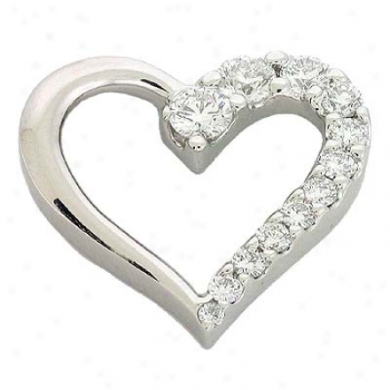 14k Happy Journey Heart 1.04 Ct Diamond Pendant