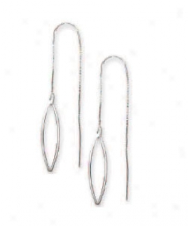 14k White Marquise Design Threader Earrings