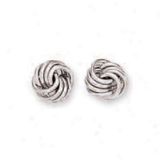 14k White Medium Loveknot Earrings