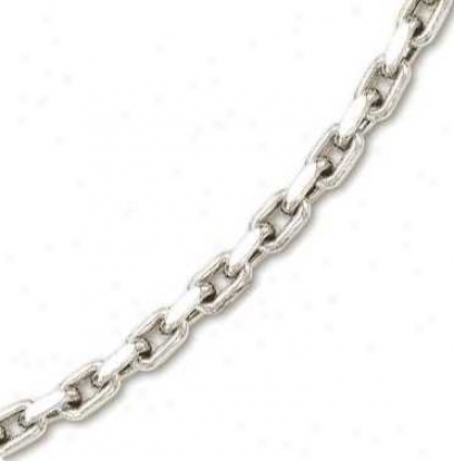 14k White Mens Bold Cable Link Bracelet - 8.75 Inch