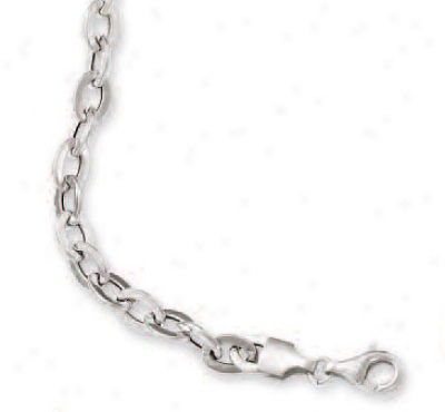 14k White Oval Link Bracelet - 7.5 Inch