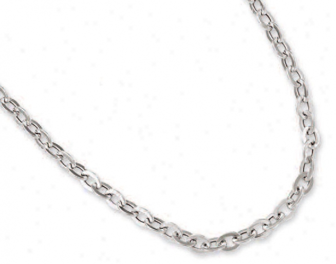 14k White Oval Connect Chain - 17 Inch