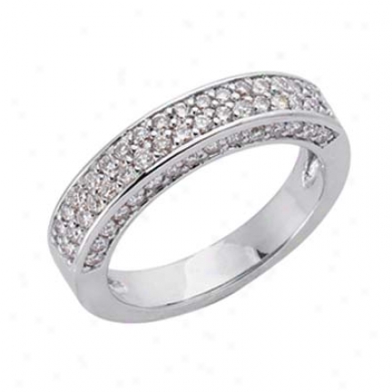 14k White Pave 0.82 Ct Diamond Tie Ring