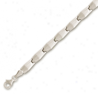 14k White Plain Stylish Bracelet - 7.25 Inch