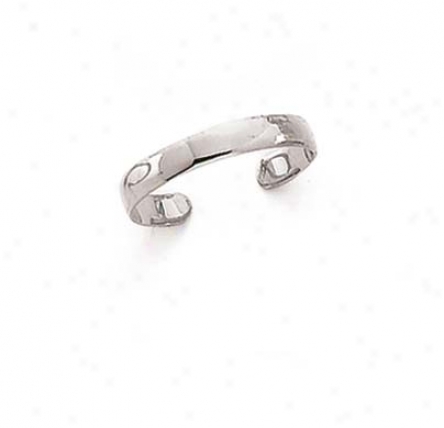 14k White Classic Band Toe Ring