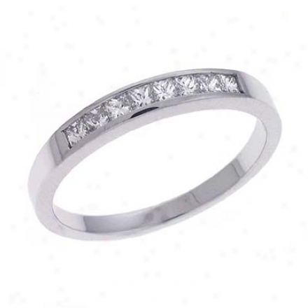 14k White Princess Cut 0.35 Ct Diamond Band Ring