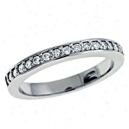 14k White Prong-set 0.27 Ct Diamond Band Ring