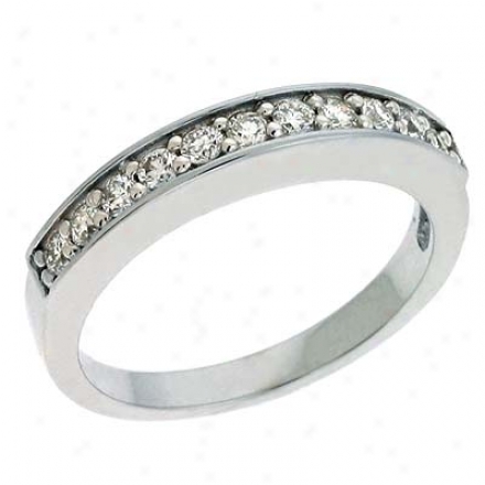 14k White Prong-set 0.36 Ct Diamond Band Riny