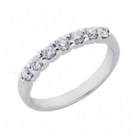 14k White Prong-set 0.54 Ct Diamond Band Ring