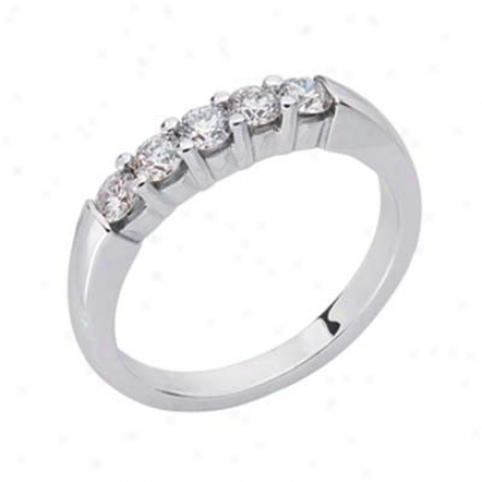 14k White Prong-set 0.57 Ct Diamond Band Ring