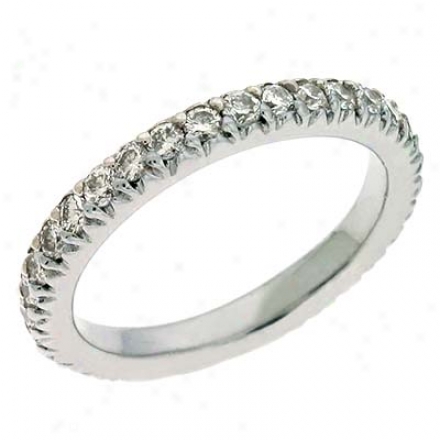 14k White Prong-set 0.79 Ct Diamond Band Ring