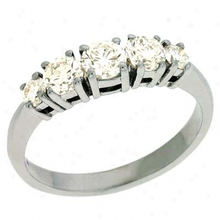 14k White Prong-set 0.88 Ct Diamond Band Rimg