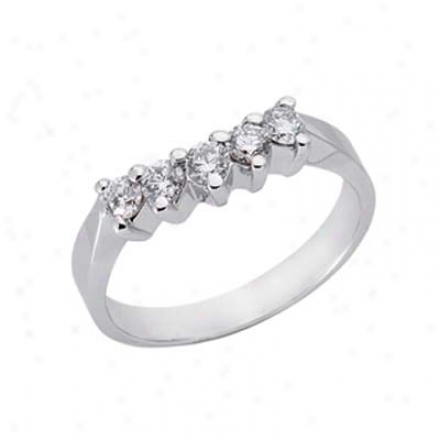 15k Of a ~ color Prong-set Curved Design 0.43 Ct Diamond Band Ring