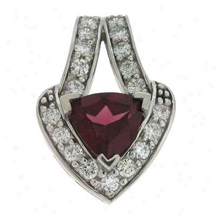 14k White Rhodolite And Diamond Pendant