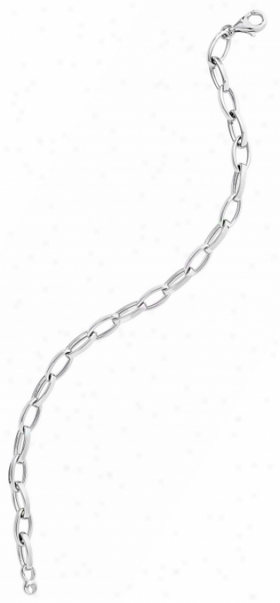 14k White Rolo Charm Bracelet - 7 Inch