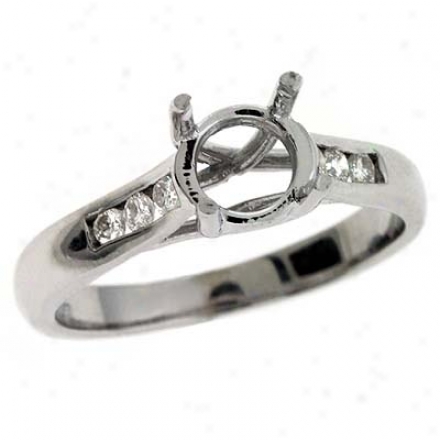 14k White Roudn 0.2 Ct Diamond Semi-mount Engagement Ring