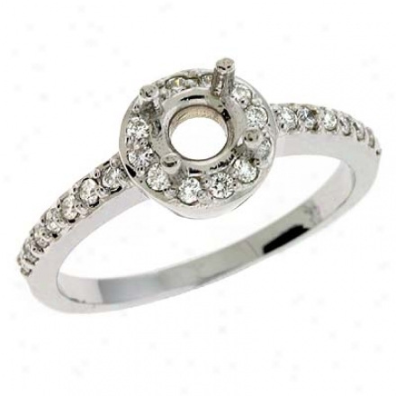 14k White Round 0.26 Ct Diamond Engagement Ring