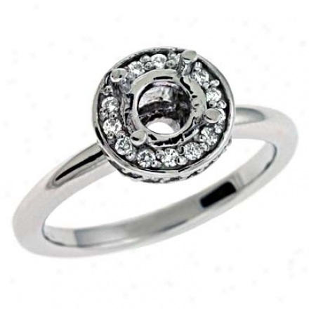 14k White Round 0.32 Ct Diamond Engagement Ring