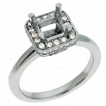 14k White Round 0.37 Ct Diamond Engagement Ring