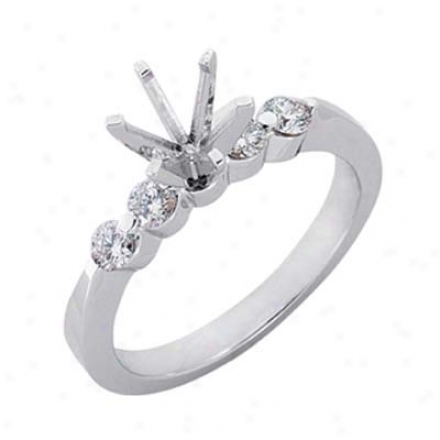 14k White Round 0.38 Ct Diamond Semi-mount Engagement Ring