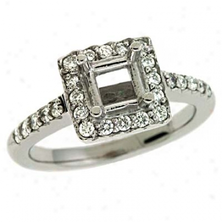 14k White Round 0.39C t Diamond Semi-mount Engagement Ring