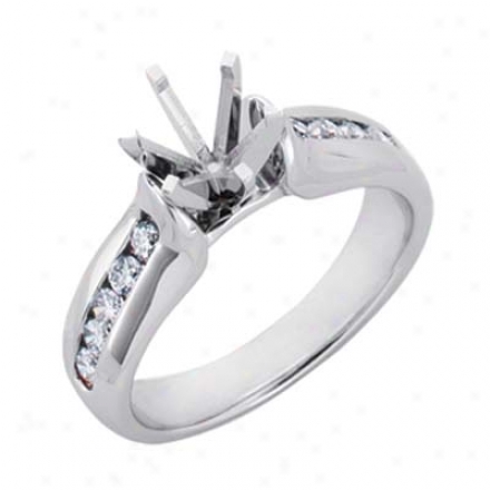 14k White Round 0.42 Ct Diamond Semi-mount Engagement Ring