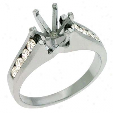 14k White Round 0.46 Ct Diamond Semi-mount Engagement Ring